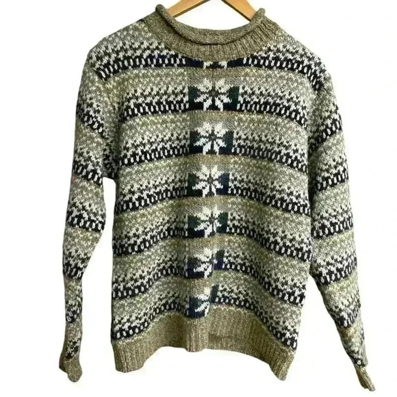 Vintage Baxter and Wells Moc neck Sweater Pullover Brown Wool Blend medium - Picture 3 of 10